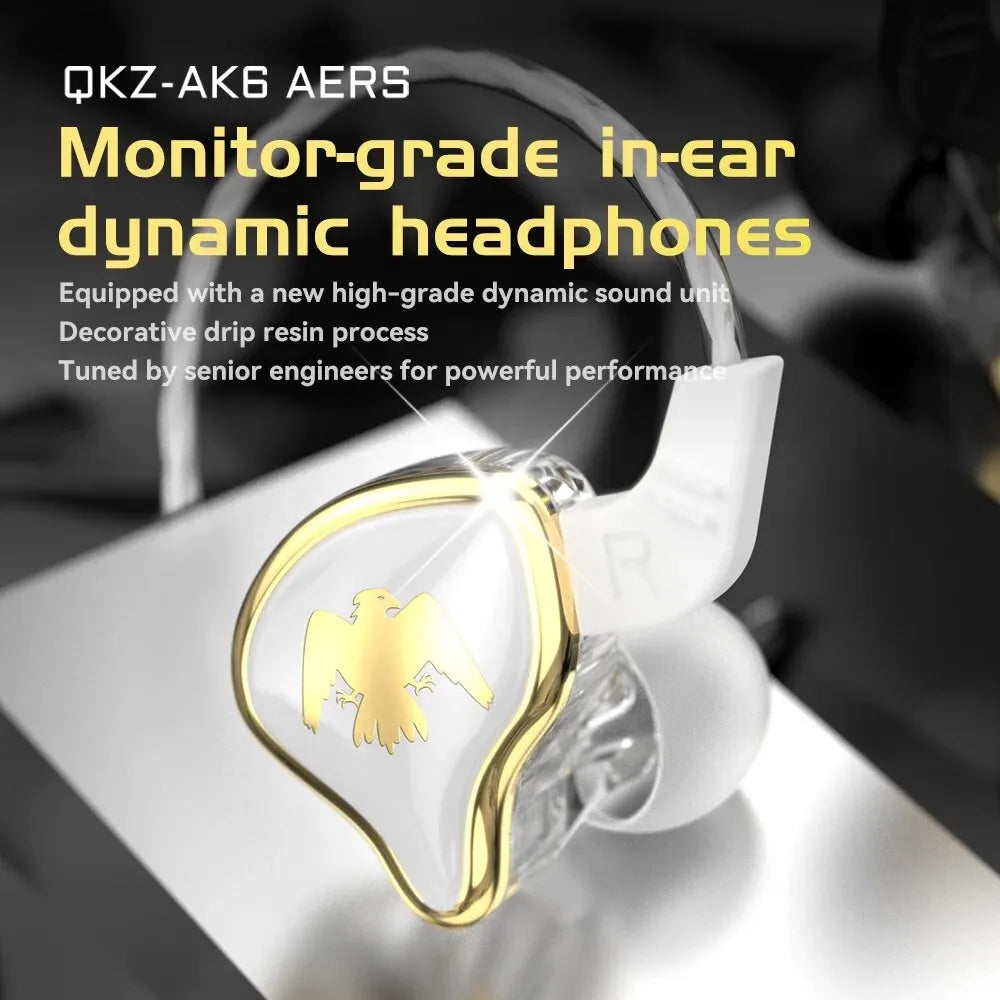 Original QKZ AK6 Ares Dynamic Wired Earphones HIFI Music Sport Earbuds In Ear Headphones Noise Cancelling Bass Headset with Mic