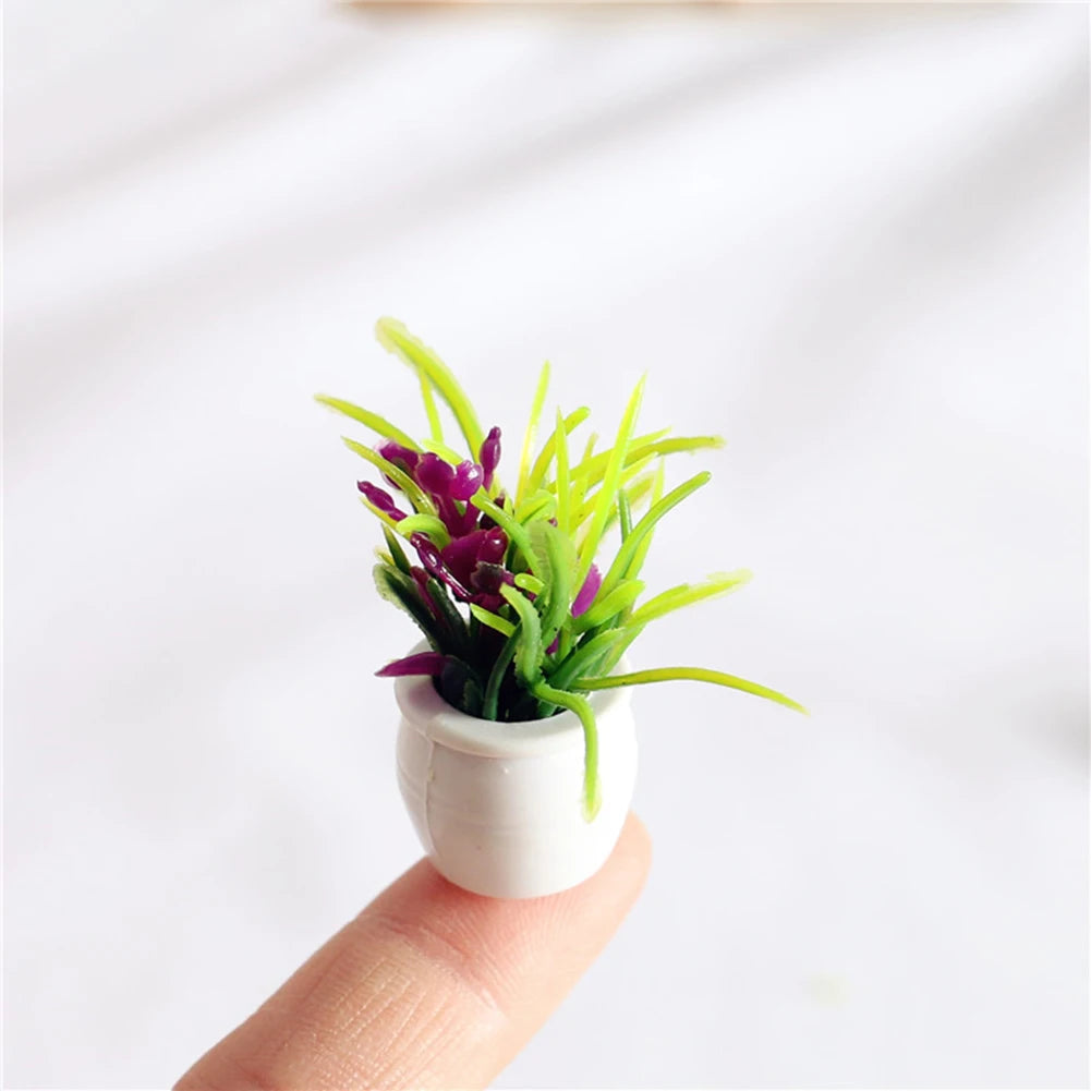 Mini Green Plant Tree Potted Doll House Miniature Furniture Home Decor Kids Toy Flower Pots Fake Simulation Plants