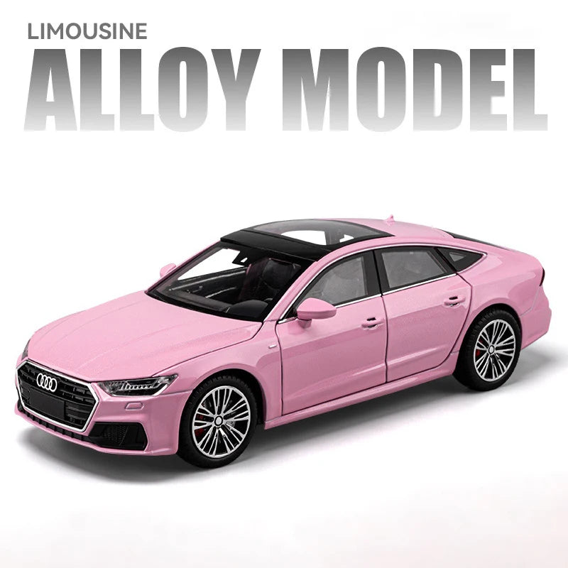 1:24 Audi A7 Alloy Toy Car Model Wheel Steering Sound and Light Children's Toy Collectibles Birthday Gift