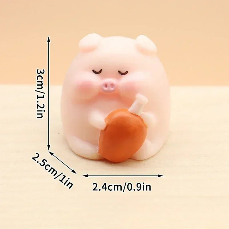 Cute Cartoon Pink Pig Figurine Miniaturas Ornament Resin Kawaii Pig Home Decor Figurines Desk Decoration Miniatures Room Decor