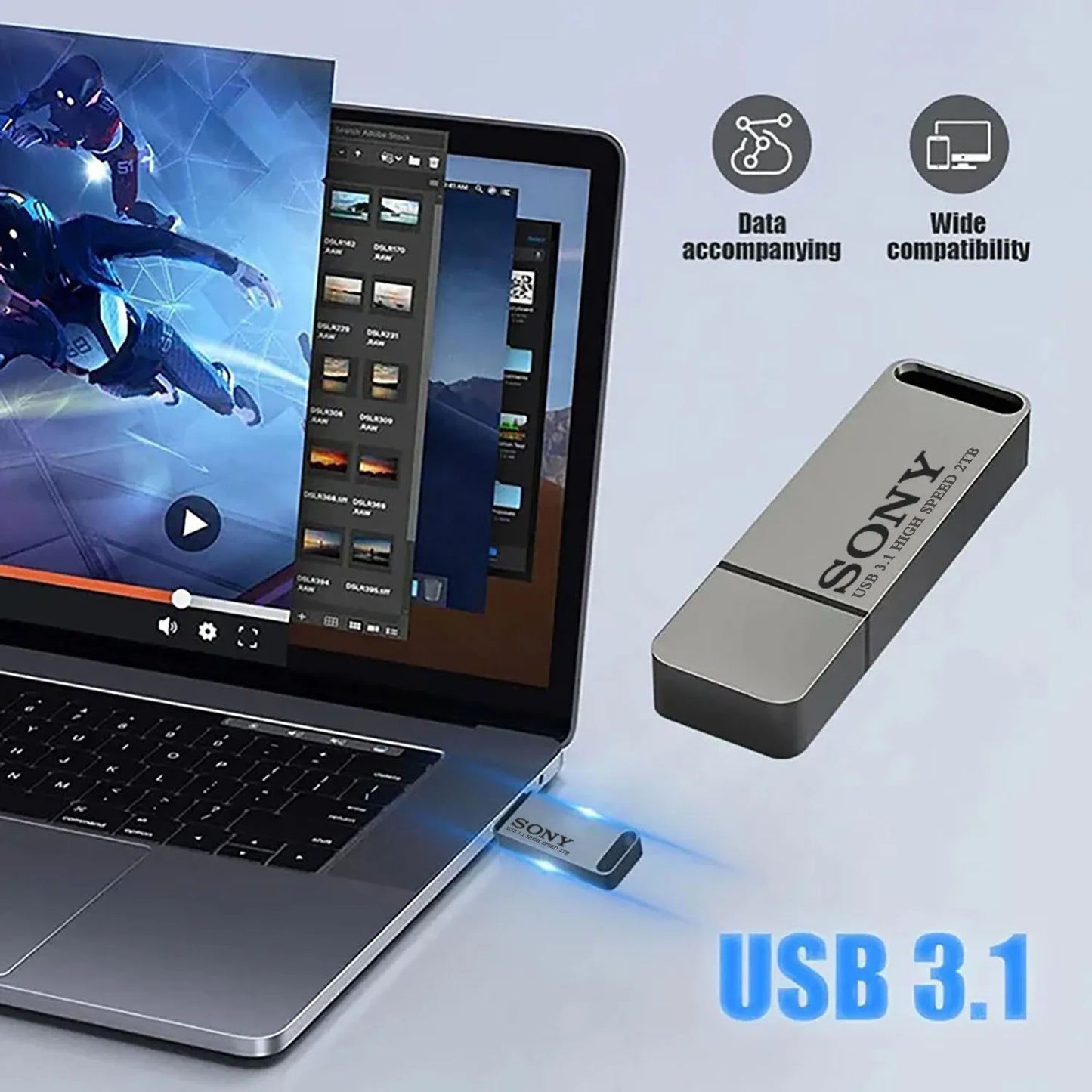 SONY High Speed PenDrive 2TB USB Flash Drive 1TB Metal Pendrive 512GB 256GB Portable Memoria USB Stick For Xiaomi Phone