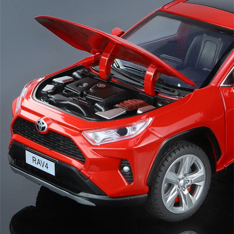 1:24 Toyotas RAV4 SUV Alloy Car Model Diecasts Metal Off-road Vehicles Car Model High Simulation Sound and Light Kids Toys Gifts