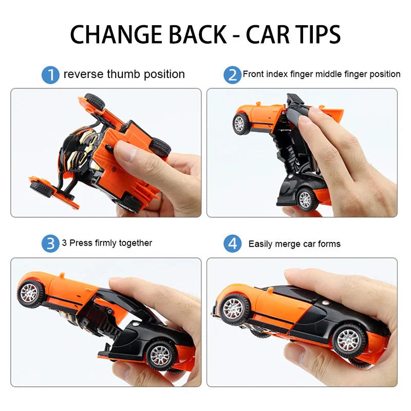 Transformation Mini 2 In 1 Car Robot Toy Anime Action Collision Transforming Model Deformation Vehicles Toy Gift for Children