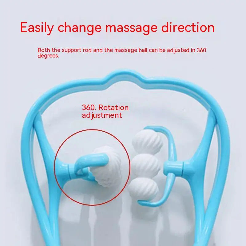 Plastic Neck Massager Therapy Neck and Shoulder Dual Trigger Point Roller Self-Massage Tool Relieve Hand Pressure Deep Massage