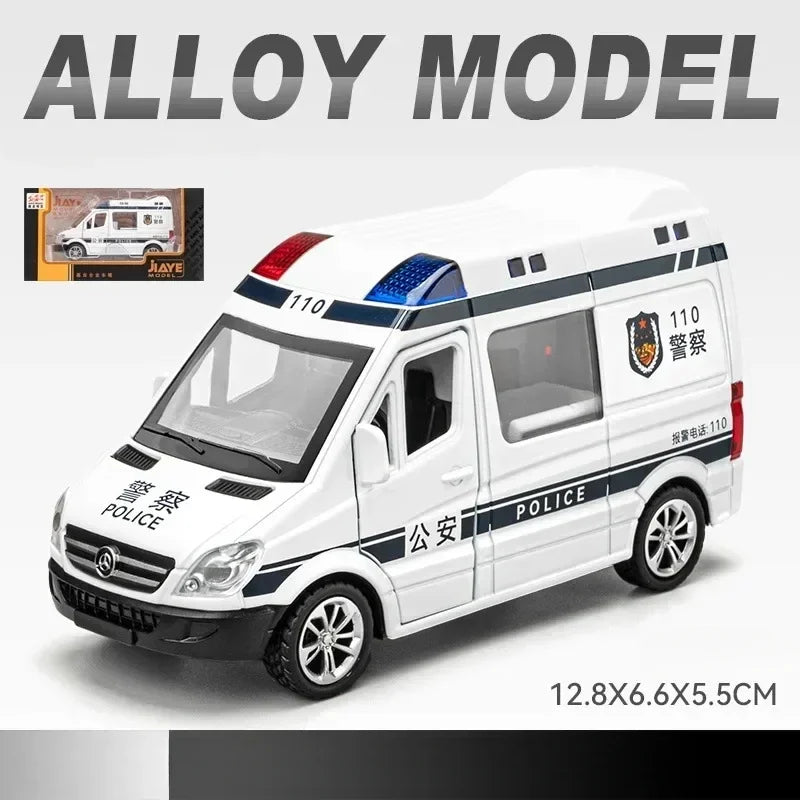 1: 36 Mercedes Benz City Service Vehicle Public Security Fire Special Police Ambulance Alloy Model Sound Light Echo kid's Toy