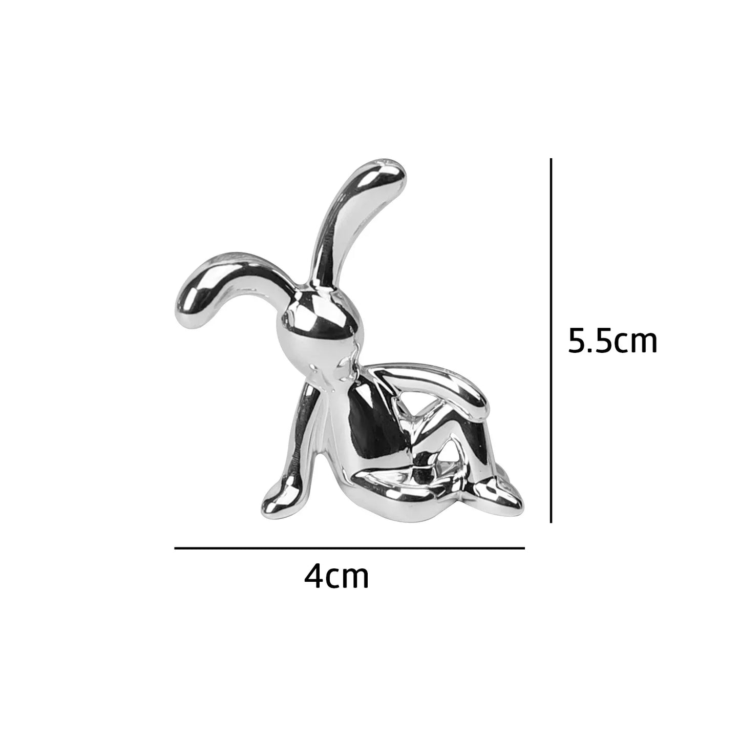 Mini Electroplated Rabbit Statues Car Dashboard Toys Doll Figures Home Garden Table Decoration Cute Ornament Crafts Gift