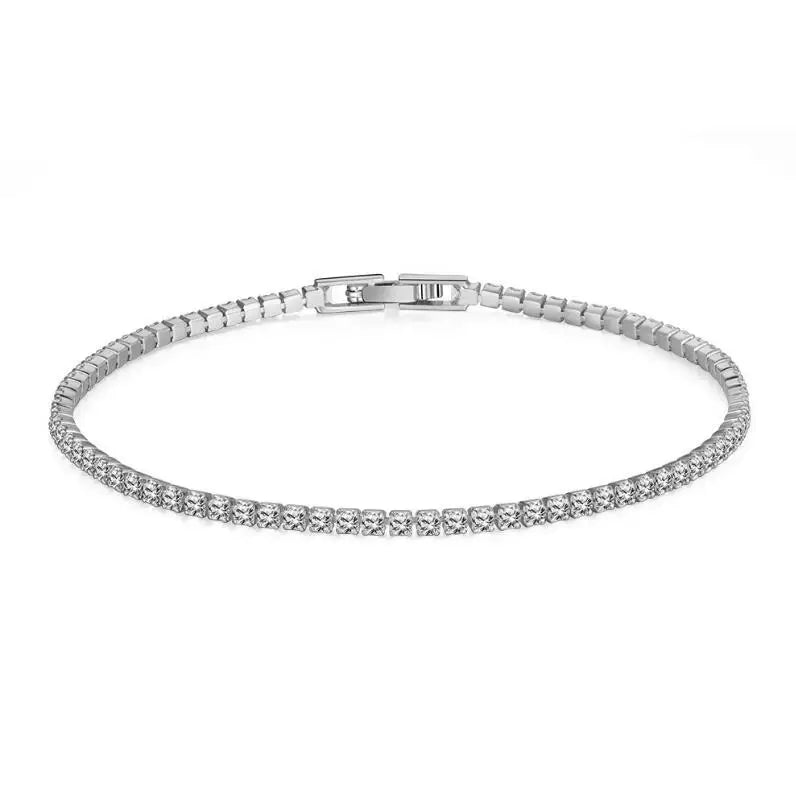 Pure Silver Of 17.5-18CM Tennis Bracelet Jewelry 2-4mm 5A CZ Eternal Gift For Wife Stunning Real 925 Jewellery