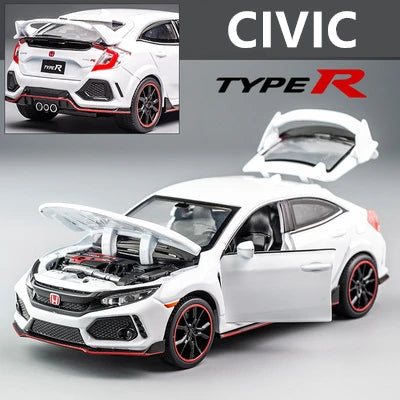 1:32 HONDA CIVIC TYPE-R Alloy Car Model Diecasts & Toy Vehicles Metal Sports Car Model Sound and Light Collection Childrens Gift