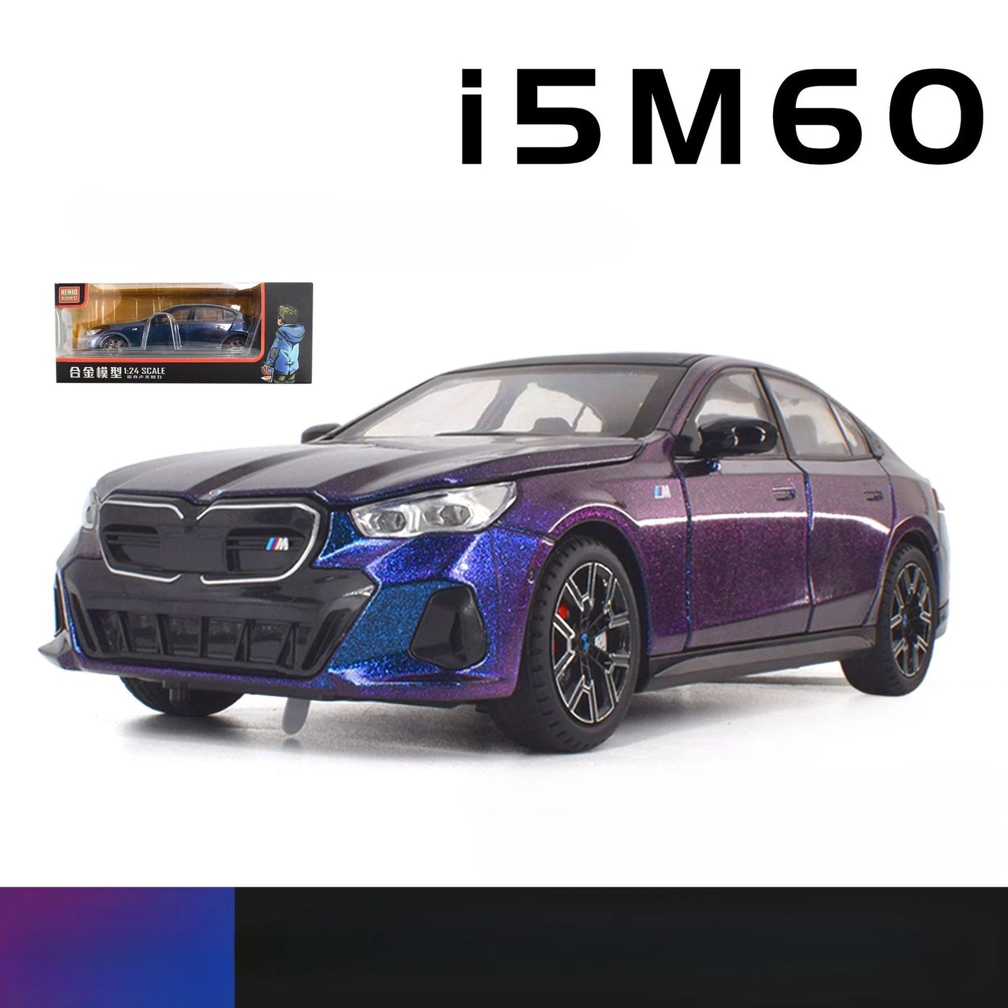 1:24 BMW I5 M60 Alloy Diecast Model Car Die Casting Children's Toy Car Birthday Gift For Boy Present Hobby Collect