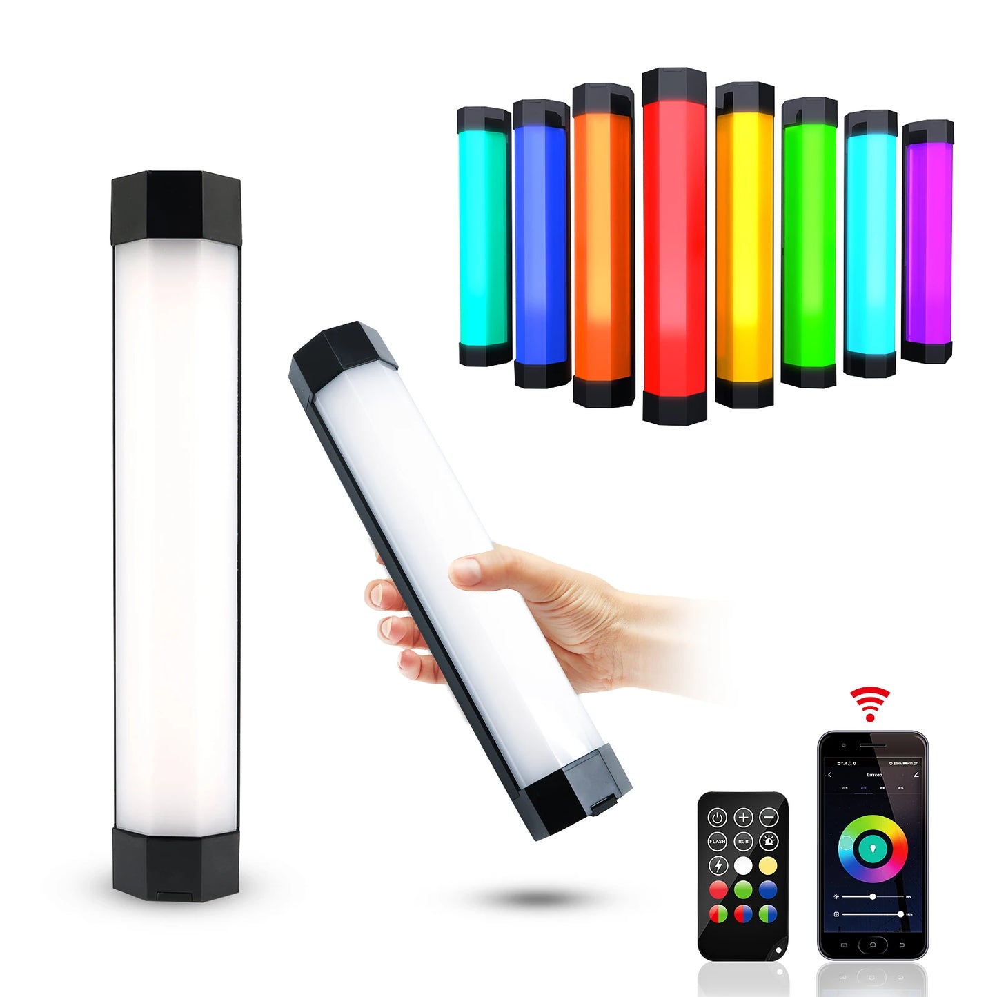 LUXCEO P200 IP67 Rainproof RGB Tube Built-in Battery & Magnet With APP Control LED Video Light For Studio Photo Product Lighting